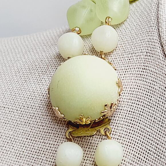 Vintage Austrian Green Lucite Two Strand Beaded Necklace 19” Signed - Picture 5 of 9